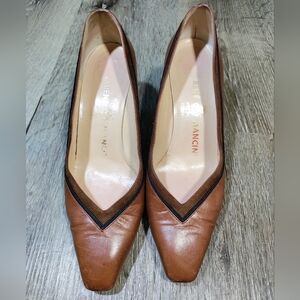 Rene Mancini Brown Leather Women's Heels